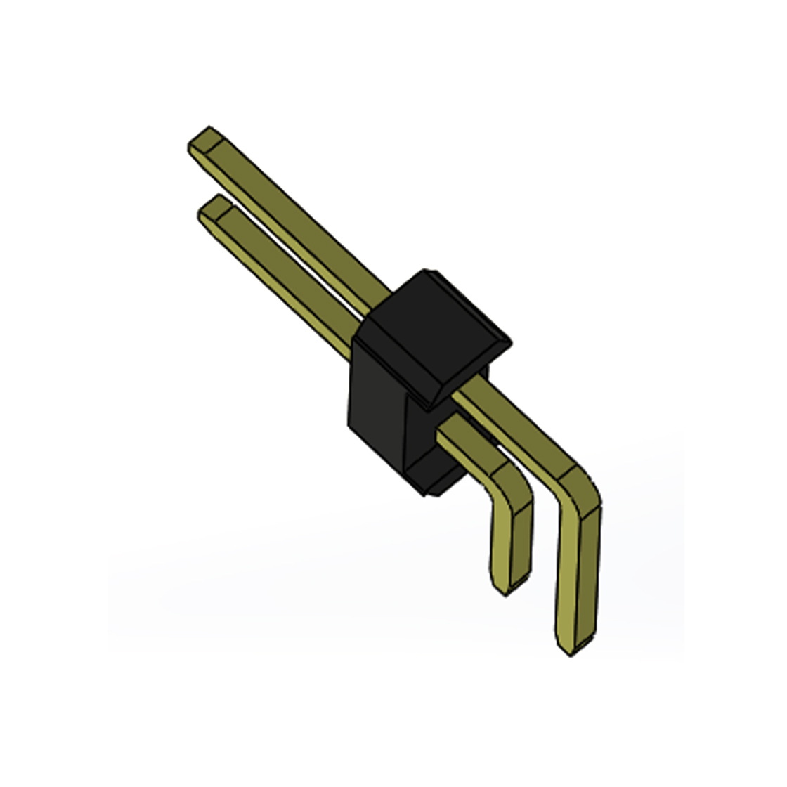 Pitch 2.54mm 90° 双排 DIP 单塑排针 PA:4.0 PC:3.0 2X01Pin 黑色 PA6T，94V-0 镀全金G/F